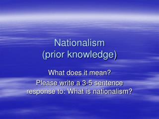 Nationalism (prior knowledge)