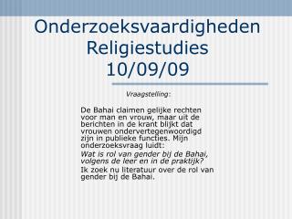 Onderzoeksvaardigheden Religiestudies 10/09/09