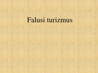 Falusi turizmus