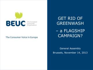 GET RID OF GREENWASH – a FLAGSHIP CAMPAIGN? General Assembly Brussels, November 14, 2013