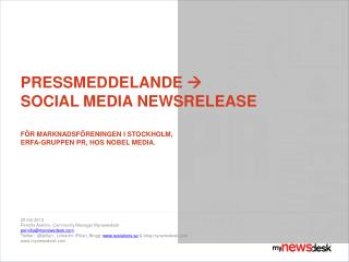 Pressmeddelande  Social media newsrelease