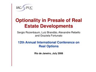 Optionality in Presale of Real Estate Developments