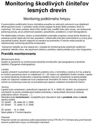 Monitoring škodlivých činiteľov lesných drevín