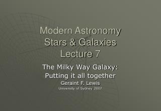 Modern Astronomy Stars &amp; Galaxies Lecture 7