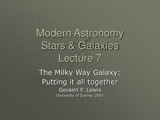 Modern Astronomy Stars &amp; Galaxies Lecture 7