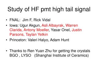 Study of HF pmt high tail signal