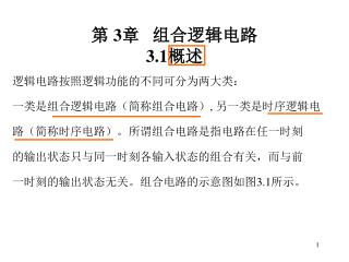 第 3 章 组合逻辑电路 3.1 概述