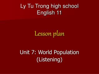 Ly Tu Trong high school English 11
