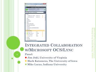 Integrated Collaboration w/Microsoft OCS/Lync