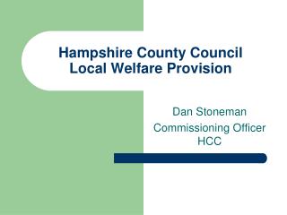 Hampshire County Council Local Welfare Provision