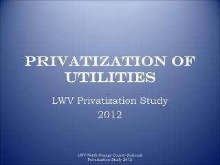 Privatization of Utilities