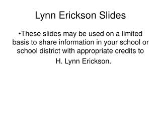 Lynn Erickson Slides