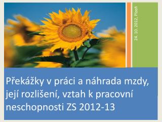 Překážky v práci a náhrada mzdy, její rozlišení, vztah k pracovní neschopnosti ZS 2012-13