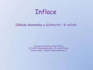 Inflace Základy ekonomiky a účetnictví – 9. ročník