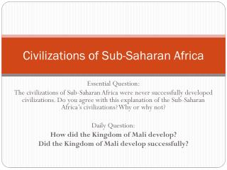 Civilizations of Sub-Saharan Africa
