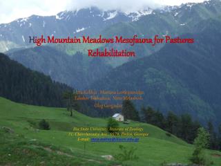 H igh Mountain Meadows Mesofauna for Pastures Rehabilitation