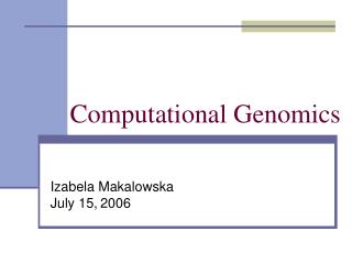 Computational Genomics