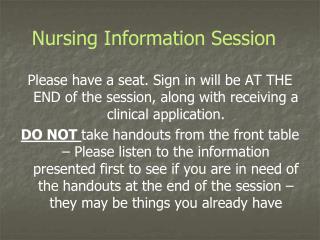 Nursing Information Session