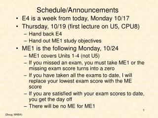 Schedule/Announcements