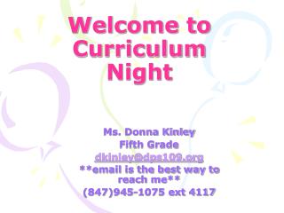 Welcome to Curriculum Night