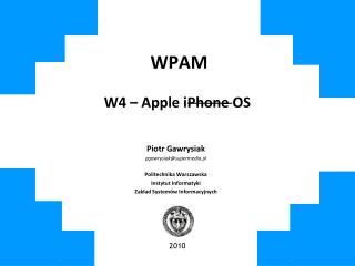 WPAM W4 – Apple iPhone OS
