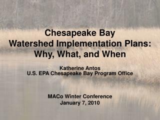 Chesapeake Bay Watershed Implementation Plans: Why, What, and When