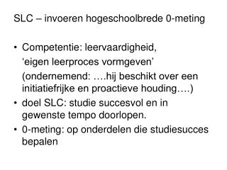 SLC – invoeren hogeschoolbrede 0-meting