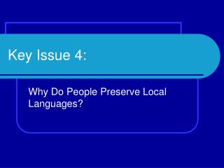Key Issue 4: