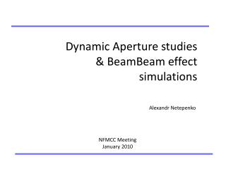 Dynamic Aperture studies &amp; BeamBeam effect simulations