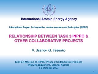 International Project for innovative nuclear reactors and fuel cycles (INPRO)