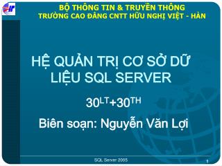 BỘ THÔNG TIN &amp; TRUYỀN THÔNG TRƯỜNG CAO ĐẲNG CNTT HỮU NGHỊ VIỆT - HÀN