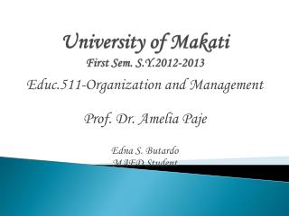 University of Makati First Sem. S.Y.2012-2013
