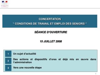 CONCERTATION “ CONDITIONS DE TRAVAIL ET EMPLOI DES SENIORS “