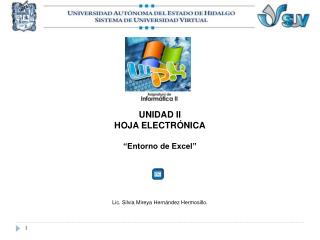 UNIDAD II HOJA ELECTRÓNICA “Entorno de Excel”