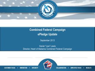 Combined Federal Campaign ePledge Update September 2013 Xavier “Lew” Lewis