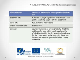 název šablony:	Inovace a zkvalitnění výuky prostřednictvím ICT