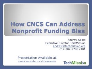 How CNCS Can Address Nonprofit Funding Bias