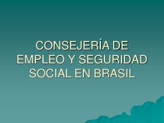 CONSEJERÍA DE EMPLEO Y SEGURIDAD SOCIAL EN BRASIL