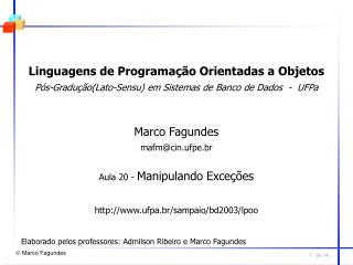 Linguagens de Programação Orientadas a Objetos