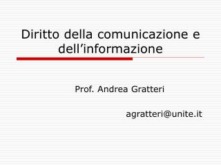 Diritto della comunicazione e dell’informazione