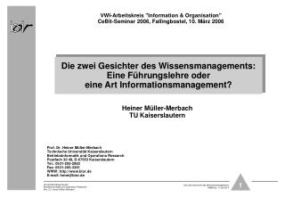 VWI-Arbeitskreis &quot;Information &amp; Organisation&quot; CeBit-Seminar 2006, Fallingbostel, 10. März 2006