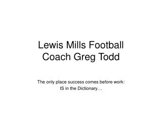 Lewis Mills Football Coach Greg Todd