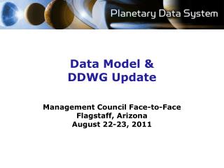 Data Model &amp; DDWG Update