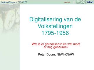 Digitalisering van de Volkstellingen 1795-1956