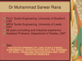 Dr Muhammad Sarwar Rana