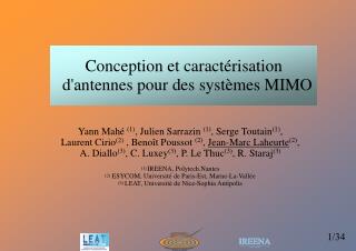 Conception et caractérisation d'antennes pour des systèmes MIMO