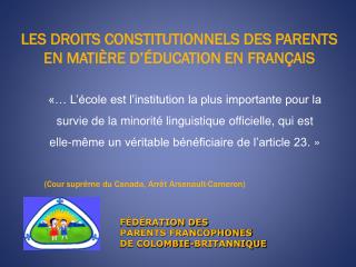 LES DROITS CONSTITUTIONNELS DES PARENTS EN MATIÈRE D’ÉDUCATION EN FRANÇAIS