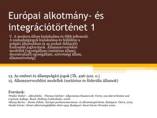 Európai alkotmány- és integrációtörténet 1