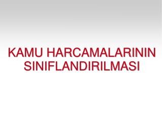 KAMU HARCAMALARININ SINIFLANDIRILMASI