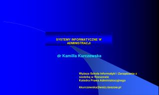 SYSTEMY INFORMATYCZNE W ADMINISTRACJI